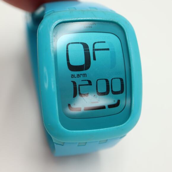 Swatch Touch Blue Digital 39mm Watch Alarm Chrono Timer Silicone w New Battery - Picture 14 of 16